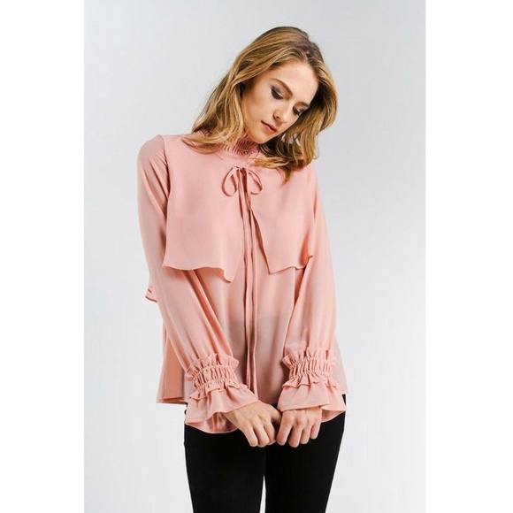 Palm Beach Boutique | Tops | Ruffle Smock Neck Detail Bell Sleeve ...